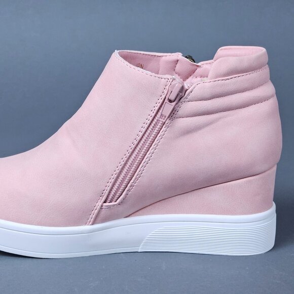 Dream Pairs Pink Blush Platform Wedge Sneaker Ankle Booties - Picture 4 of 14